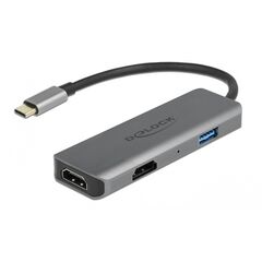 DELOCK USB-C DOCKING STATION 87780, USB & 2X HDMI MST, 4K, ΓΚΡΙ