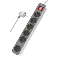 POWERTECH ΠΟΛΎΠΡΙΖΟ ΑΣΦΑΛΕΊΑΣ PT-1058, 6X SCHUKO, 16A, 1.4M, ΛΕΥΚΌ