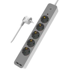POWERTECH ΠΟΛΎΠΡΙΖΟ ΑΣΦΑΛΕΊΑΣ PT-1059 5X SCHUKO/2X USB, 16A, 1.4M, ΛΕΥΚΌ