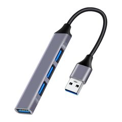 POWERTECH USB HUB PT-1114, 4X USB ΘΎΡΕΣ, 5GBPS, ΓΚΡΙ