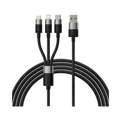 BASEIS 3IN1 USB CABLE  STARSPEED SERIES, USB-C + MICRO + LIGHTNING 3,5A, 1.2M BLACK (CAXS000001) (BASCAXS000001)