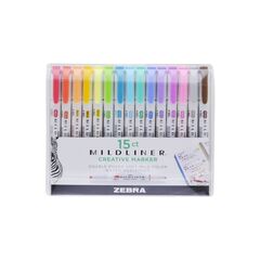 ZEBRA MILDLINER DOUBLE ENDED MARKER BOLD & FINE POINT 15 PACK SOFT & MILD SET (ZB-78115) (ZEB78115)