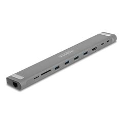DELOCK DOCKING STATION 87895, ΒΆΣΗ LAPTOP, 9 ΘΥΡΏΝ, 85W PD, 4K, ΓΚΡΙ