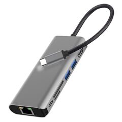 POWERTECH DOCKING STATION PTH-112, 7 ΘΥΡΏΝ, USB-C ΣΎΝΔΕΣΗ, 100W PD, ΓΚΡΙ