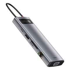 BASEUS GLEAM USB-C DOCKING STATION ΜΕ HDMI 4K PD ETHERNET ΚΑΙ ΣΥΝΔΕΣΗ 2 ΟΘΟΝΏΝ ΓΚΡΙ (CAHUB-CU0G) (BASCAHUB-CU0G)