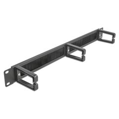 DELOCK CABLE MANAGEMENT 66488, 19"/1U RACK, 3X ΓΆΝΤΖΟΙ & ΒΟΎΡΤΣΑ, ΜΑΎΡΟ