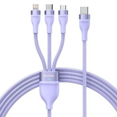 BASEUS 3IN1 USB CABLE FLASH SERIES 2, USB-C + MICRO USB + LIGHTNING, 100W, 1.5M (PURPLE) (CASS030205) (BASCASS030205)