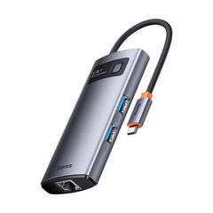 BASEUS HUB 4IN1 METAL GLEAM SERIES, USB-C TO 3X USB 3.0 + ETHERNET RJ45 (WKWG070113) (BASWKWG070113)