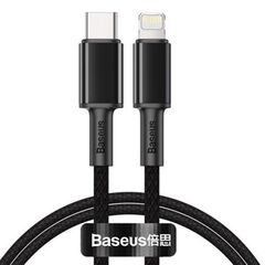 BASEUS HIGH DENSITY BRAIDED CABLE TYPE-C TO LIGHTNING, PD,  20W, 1M BLACK (CATLGD-01) (BASCATLGD-01)