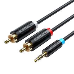 VENTION 3.5MM MALE TO 2RCA MALE CABLE 1.5M BLACK (BCLBG) (VENBCLBG)
