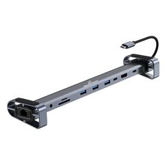 POWERTECH DOCKING STATION PTR-0152, 10 ΘΥΡΏΝ, ΒΆΣΗ LAPTOP, USB-C, ΓΚΡΙ