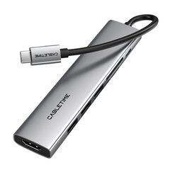 CABLETIME DOCKING STATION CT-HBP2-AG7, 7 ΘΥΡΏΝ, USB-C, 4K, 100W, ΓΚΡΙ