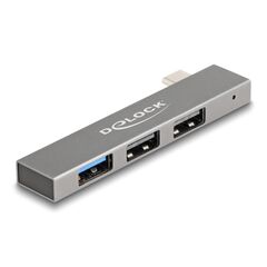 DELOCK USB HUB 64274, 3X ΘΥΡΏΝ, 10GBPS, USB-C ΣΎΝΔΕΣΗ, ΓΚΡΙ