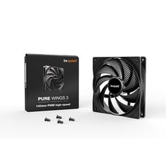 BEQUIET FAN PURE WINGS 3 140MM PWM HIGH-SPEED BL109, 1800RPM, 72,2CFM/122,6M3/H, 30,5DB, LIFESPAN 80000H, BLACK, 3YW.