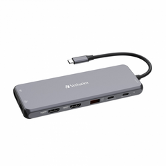 VERBATIM CMH-13 USB-C DOCKING STATION ΜΕ HDMI/DISPLAYPORT 4K PD ETHERNET ΚΑΙ ΣΎΝΔΕΣΗ 3 ΟΘΟΝΏΝ ΓΚΡΙ