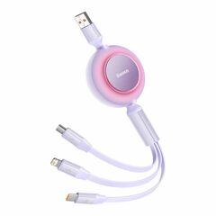 BASEUS BRIGHT MIRROR 3 USB 3-IN-1 CABLE FOR MICRO USB / USB-C / LIGHTNING 66W / 2A 1.1M PURPLE (CAMJ010105) (BASCAMJ010105)