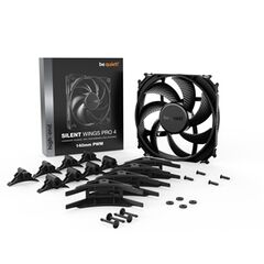 BEQUIET FAN SILENT WINGS PRO 4 140MM PWM BL099, 2400RPM, 97,41CFM/165,5M3/H, 36,8 DB, LIFESPAN 300000H, BLACK, 5YW.