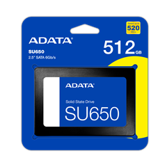 ADATA SSD 2.5" 512GB ASU650SS-512GT-R, SATA3, READ 520 MB/S, WRITE 450MB/S, 3YW.