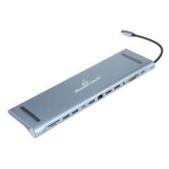 POWERTECH DOCKING STATION BYL-2003U2, 12 ΘΥΡΏΝ, ΒΆΣΗ LAPTOP, USB-C, ΓΚΡΙ