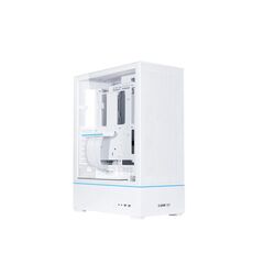 LIAN LI SUP01 WHITE - 45LT MINIMAL FOOTPRINT CASE FOR VERTICAL GPU ARGB STRIPS W. 3X 120MM FANS