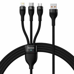 BASEUS 3IN1 USB CABLE FLASH SERIES, USB-C + MICRO USB + LIGHTNING, 100W, 1.2M BLACK (CASS030001) (BASCASS030001)