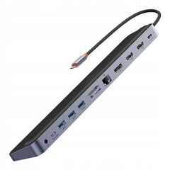 BASEUS HUB 12W1 ELITEJOY GEN2 SERIES USB-C DO 2XHDMI+ 3XUSB 3.0+ PD+ DP+ SD/TF+ RJ45+TYPE-C+ 3.5MM (DARK GREY) (WKSX030213) (BASWKSX030213)
