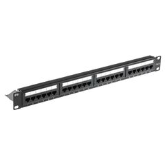 POWERTECH PATCH PANEL NETW-0027 ΓΙΑ RACK 19"/1U, 24 ΘΥΡΏΝ, CAT 6 UTP, ΜΑΎΡΟ