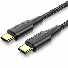 VENTION NYLON BRAIDED TYPE-C TO TYPE-C 3A CABLE 2M BLACK LED TYPE (TAUBH) (VENTAUBH)