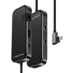 CABLETIME DOCKING STATION CT-CMHD61G, 6 ΘΥΡΏΝ, USB-C ΣΎΝΔΕΣΗ, 4K, 60W, ΜΑΎΡΟ