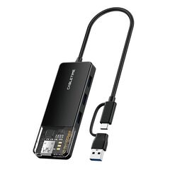 CABLETIME USB HUB CT-HUBT5-PB, 4X ΘΥΡΏΝ, 10GBPS, USB/USB-C ΣΎΝΔΕΣΗ, ΜΑΎΡΟ