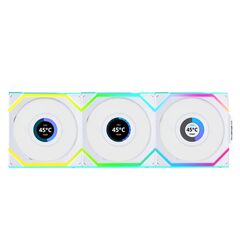 LIAN LI UNIFAN SL WIRELESS LCD 120 -3PCS REVERSE WHITE (TRIPLE PACK INCLUDE CONTROLLER) - CASE FAN
