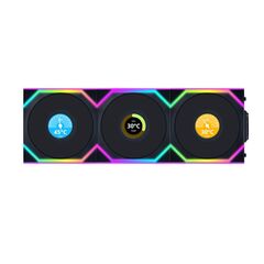 LIAN LI UNIFAN SL WIRELESS LCD 120 -3PCS REVERSE BLACK (TRIPLE PACK INCLUDE CONTROLLER) - CASE FAN
