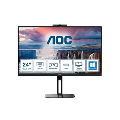 MONITOR AOC 24V5CW 23.8'' FHD IPS 75HZ 4MS, HDMI, DISPLAYPORT, USB, TILT, HEIGHT ADJUSTABLE, SWIVEL, PIVOT, WEB CAMERA, SPEAKERS, 3Y - 24V5CW-BK