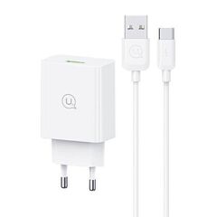 USAMS ΦΟΡΤΙΣΤΉΣ ΤΟΊΧΟΥ SCXLTZ02 ΜΕ ΚΑΛΏΔΙΟ USB-C, USB, 18W, ΛΕΥΚΌΣ