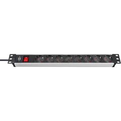 BRENNENSTUHL ALU-LINE ΠΟΛΎΠΡΙΖΟ ΑΣΦΑΛΕΊΑΣ ΓΙΑ RACK 19" 1U 8 ΘΈΣΕΩΝ ΜΕ ΔΙΑΚΌΠΤΗ ΚΑΙ ΚΑΛΏΔΙΟ 2M/ H05VV-F/ 3G1,5 BLACK/SILVER (1390007018) (BNN1390007018)