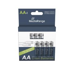 MEDIARANGE RECHARGEABLE USB-C LI-ION BATTERIES, MIGNON AA I 1.5V I 1.400MAH, 4-PACK (MRBAT161)