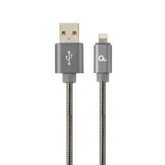 GEMBIRD CC- USB2S-AMLM-1M-BG PREMIUM USB TO 8-PIN CABLE (METAL PLUGS,SPIRAL BRAID)1M,GREY METAL (CC-USB2S-AMLM-1M-BG) (GEMCC-USB2S-AMLM-1M-BG)