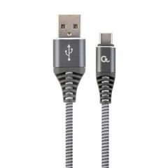 GEMBIRD CC- USB2B-AMCM-2M-WB2 PREMIUM USB-C 2.0 CABLE (AM/CM) METAL PLUGS, BRAID, 2M, GRAY/WHITE (CC-USB2B-AMCM-2M-WB2) (GEMCC-USB2B-AMCM-2M-WB2)