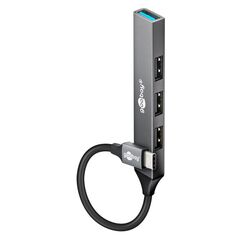 GOOBAY USB HUB 74457, 4X ΘΥΡΏΝ, USB 3.2, 5GBPS, USB-C ΣΎΝΔΕΣΗ, ΓΚΡΙ
