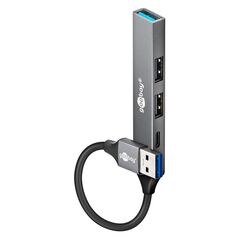 GOOBAY USB HUB 74458, 4X ΘΥΡΏΝ, USB 3.2, 5GBPS, USB ΣΎΝΔΕΣΗ, ΓΚΡΙ