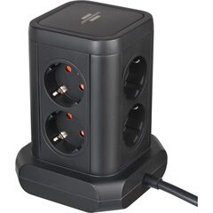 BRENNENSTUHL SOCKET TOWER 8-FOLD WITH 4X USB BLACK 2M H05VV-F3G1.5 (1153560000) (BNN1153560000)