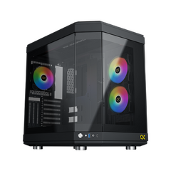 XIGMATEK CUBI BLACK , 6X ΠΡΟ-ΕΓΚΑΤΕΣΤΗΜΈΝΑ RGB FANS , FULL TEMPERED GLASS