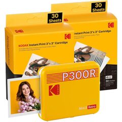 KODAK MINI 3 RETRO 4PASS SMARTPHONE PHOTO PRINTER PORTABLE (7.6 X 7.6 CM) + 8 SHEETS, YELLOW