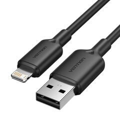 VENTION USB 2.0 A MALE TO LIGHTNING MALE 2.4A CABLE 1M BLACK PVC TYPE (LAMBF) (VENLAMBF)