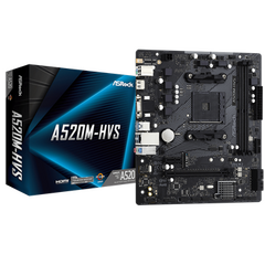 ASROCK A520M-HVS, SOCKET AMD AM4, CS AMD A520, 2 DIMM SOCKETS DDR4, DSUB/HDMI, LAN GIGABIT, MICRO-ATX, 2YW.