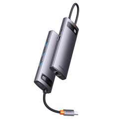 BASEUS DOCKING STATION 6ΣΕ1 STARJOY SERIES, USB-C ΣΕ 3XUSB 3.0 + HDMI + USB-C PD + RJ45 ΓΚΡΙ (WKWG080013) (BASWKWG080013)