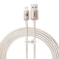 BASEUS KABEL USB DO IP CRYSTAL SHINE, 2.4A, 2M RÓŻOWY (CAJY001204) (BASCAJY001204)
