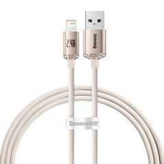 BASEUS KABEL USB DO IP CRYSTAL SHINE, 2.4A, 1.2M RÓŻOWY (CAJY001104) (BASCAJY001104)