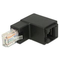 DELOCK ΑΝΤΆΠΤΟΡΑΣ RJ45 86424, CAT 6 UTP, ΓΩΝΙΑΚΌΣ 90°, ΜΑΎΡΟΣ