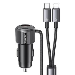 USAMS ΦΟΡΤΙΣΤΉΣ ΑΥΤΟΚΙΝΉΤΟΥ CC287 ΜΕ 2 ΣΕ 1 ΚΑΛΏΔΙΟ, USB/USB-C ΘΎΡΕΣ, 66W, ΜΑΎΡΟΣ
